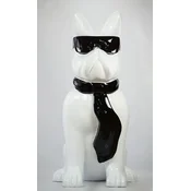 Casa Padrino luxury XXL decorative sculpture dog bulldog with glasses and tie white/black H. 196 cm - Giant garden sculpture - Giant garden figure - XXL decorative sculptures