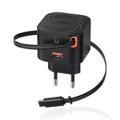 L165 EU 20W brzi punjac sa uvlacnim kablom 1 USB A i 1 TYPE C kabl XO