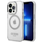 shumee Guess GUHMP14LHTRMS trdi ovitek za iPhone 14 Pro 6.1 srebrn/srebrn, kovinski, z obrobo MagSafe