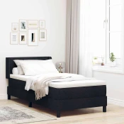 Vidaxl Postelja boxspring z vzmetnico z vzmetnico Črna 80 x 200 cm