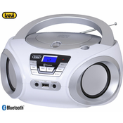 Trevi CMP 544 BT Boombox radio i CD player, FM Radio, Bluetooth, USB, AUX, LCD zaslon, antena, bijela