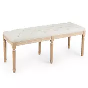 Northix Starinska oblazinjena klop, 120 cm, noge iz kavčukovca, bež