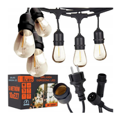 LED spoljni dekorativni niz 10xE27/1W/230V 6,44 m IP44 crna