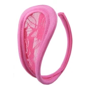 SuperLove Invisible Strapless C String Transparent Floral Lace Pink
