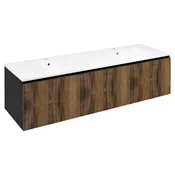 LOREA omarica z dvojnim umivalnikom 141x46x51,5cm (70+70cm), hrast collingwood/črna mat - Rjava - 141x46x51,5 cm - Sapho - LOREA - 24 - MDF/laminat - 1410 - 460 - 515 - 14