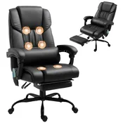 Vinsetto Vinsetto pisarniški stol z masažno funkcijo umetno usnje 75D x 66Š x 112 122V cm Črn, (5000242897)