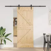 vidaXL Drsna vrata NARVIK Naravna in črna 85 x 210 cm (213,5 cm)