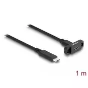 Delock SuperSpeed USB 10 Gbps (USB 3.2 Gen 2) USB Type-C kabel muško-ženski 1 m s panel konektorom crni