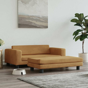 Krevet za pse s produžetkom smedi 100 x 50 x 30 cm baršunasti
