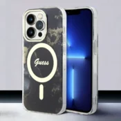 Guess Ovitek Guess Golden Marble za iPhone 14 Pro Max s tehologijo MagSafe - črna (GUHMP14XHTMRSK)