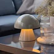 Lindby LED namizna svetilka Nevijo na baterije, siva, O 18 cm, USB, regulator - Dnevna soba/jedilnica - Mladostno bivanje - Kovina