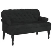 Vidaxl Klop z naslonjalom črna 119,5x64,5x75 cm žamet