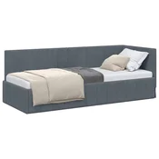 Vidaxl Kotna postelja z vzglavjem Temno siva 80 cm x 200 cm Žamet