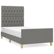 Vidaxl Posteljni okvir brez vzmetnice temno siv 90x200 cm blago
