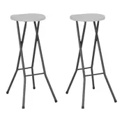 vidaXL Zložljivi barski stoli 2 kosa HDPE 35x44x80 cm bele barve