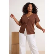 Trendyol Curve Ženska bluza Tbbss25Af00071, Braon