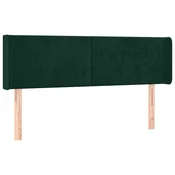 Vidaxl Vzglavje z ušesi temno zeleno 147x16x78/88 cm žamet