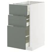METOD / MAXIMERA Podni element s 3 fioke, bela/Nickebo mat sivozelena, 40x60 cm