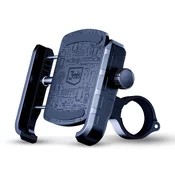 Držalo za telefon 3mk Steel Bike Holder, primerno za kolo, z zaščito pred vibracijami, nastavitvijo kota in elegantnim dizajnom - črno