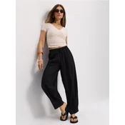 Sinsay - Barrel leg pantalone od viskoze sa dodatkom lana - crno