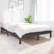 Okvir za krevet sivi 200 x 200 cm od masivne borovine