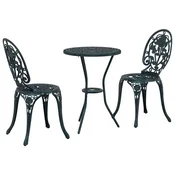 Vidaxl Vrtnik Bistro Set 3 szt. Zelena Aluminij