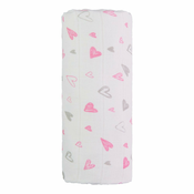 Pamucni rucnik za kupanje T-TOMI Tetra Pink Hearts, 120 x 120 cm