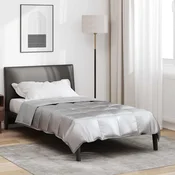 Vidaxl Poletna odeja srebrna 220 x 140 cm Satin in mikrovlakna