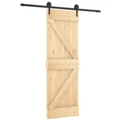 Vidaxl Drsna vrata Naravna in črna 70 x 210 cm Masiven borov les