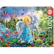 Puzzle The Princess and the Unicorn Educa 1000 delov in Fix lepilo od 11 leta