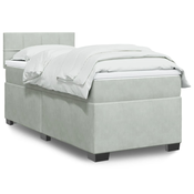vidaXL Box spring postelja z vzmetnico svetlo siva 100x200 cm žamet