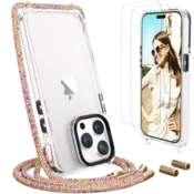 Ovitek z vrvico + 2 zaščitni stekli za iPhone 15 Pro