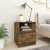 Greatstore Nočna omarica 2 kosa dimljeni hrast 40x40x50 cm konstruiran les