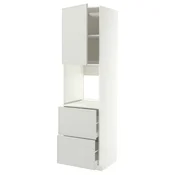 METOD / MAXIMERA Vis.el.pecn. s fiok/2front/2g.fioke, bela/Aspudden svetlosiva, 60x60x220 cm