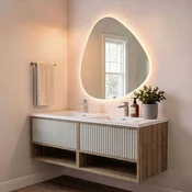 Skye Decor Set kupatilskog ormarica sa umivaonikom i ogledalom, 2 dela, Krem