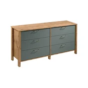 Komoda MENTA 170x81x47 cm hrast wotan/zelena