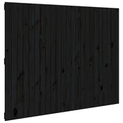 Vidaxl Stensko posteljno vzglavje črno 146,5x3x110 cm trdna borovina