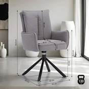 Homestyle4U Jedilni stol, 59x93,5x64 cm, siva, oblazinjen