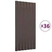 Vidaxl Strešne plošče 36 kosov cinkano jeklo rjave 80x36 cm