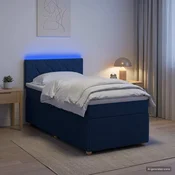vidaXL Postelja boxspring z vzmetnico Modra 90 x 200 cm Blago