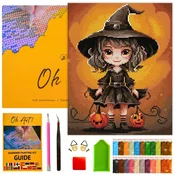 shumee Diamantno vezenje z okvirjem diamantna slika 5D Halloween mozaik 30x40 Oh Art!