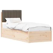 Vidaxl Posteljni okvir z oblazinjenim vzglavjem Taupe 75 x 190 cm
