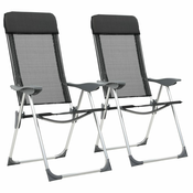 vidaXL Sklopive stolice za kampiranje 2 kom crne aluminijske