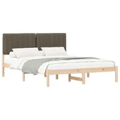 Vidaxl Posteljni okvir z oblazinjenim vzglavjem Taupe 150 x 200 cm