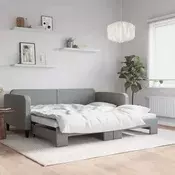 vidaXL Izvlečna dnevna postelja svetlo siva 100x190 cm blago