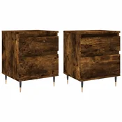 MAISON CHIC Dvo delni komplet Nočne omarice - Nočne mize dimljen hrast 40x35x50 cm inženirski les, (21689888)