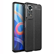 Eleganten gel ovitek Elite Guard z usnjeno teksturo in zaščito robov za Xiaomi Redmi Note 11 - obsidian black