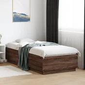 Posteljni okvir z LED lučkami siva sonoma 90x200 cm inž. les