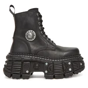 Usnjeni nizki škornji New Rock ITALI NEGRO GRUESO, TANK CASCO NEGRO TORNILLOS