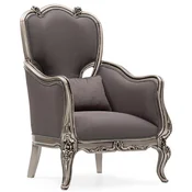 Casa Padrino luxury baroque living room armchair gray/silver - Handmade baroque style armchair with decorative pillow - Luxury living room furniture in baroque style - Noble & Magnificent